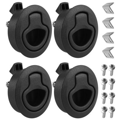 4Pcs Round Black Flush Pull Slam Latch for RV Boat Marine Deck Hatch Door Replacement