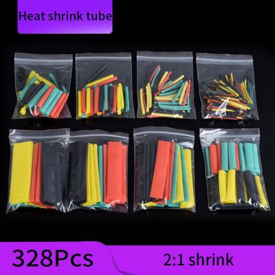 127/164/328/530pcs Heat Shrinkable Tube Shrinking Assorted Polyolefin Insulation Sleeving 2:1 Wire Cable Sleeve DIY Wire Repair
