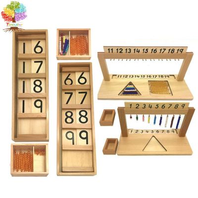 Treeyear Montessori Hanger for Color Bead Stairs with Beads Preschool Learning Material Digitals Numbers 1-20 Hanger And Color Beads Stairs for Ten Board Preschool School Training Toys