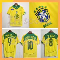 2004 Brazil Home Jersey Retro Jersey Football 04 Brazil Jersey Kaka 8 Ronaldo 9 Ronaldinho 10 GLNQ