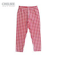 Chelsee กางเกงเลกกิ้ง เด็กผู้หญิง ลายสก๊อตแดง รุ่น 237767 ผ้า Cotton 95% Spandex 5% มีความยืดหยุ่น อายุ 2-10ปี เสื้อผ้าเด็กโต กางเกงเด็ก