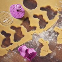 OKDEALS01 Dough 4pcs/Set Animal Kitchen Easter Day Cartoon Press Stamp Cookie Cutter Biscuit Mold Baking Tools