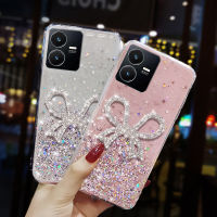 เคส Y22s สำหรับ Vivo Y22เคสโทรศัพท์ลายท้องฟ้าระยิบระยับสุดหรูประดับพลอยเทียมรูปผีเสื้อสำหรับหญิงสาวเคสป้องกันการกระแทกกรอบด้านหลังเป็นซิลิโคน