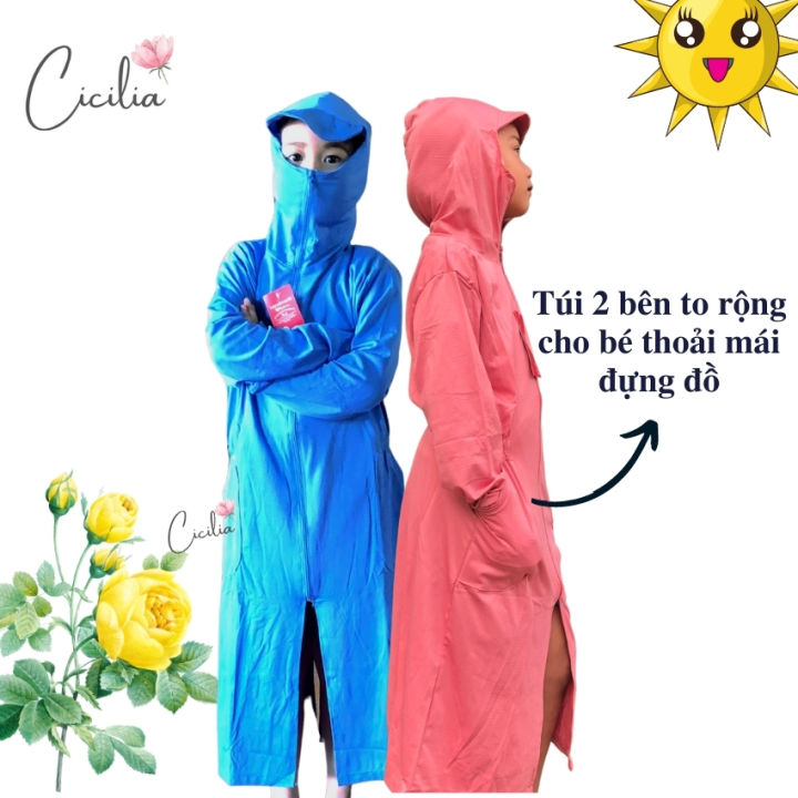 Áo chống nắng kiểu măng tô dáng dài cho bé yêu chống tia UV tuyệt đối   MixASale