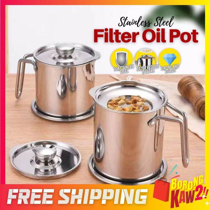 BKK 1.3L / 1.8L Stainless Steel Oil Pot Filter Cooking Oil FIlter