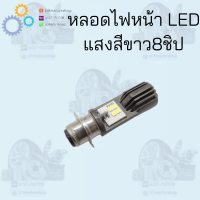 หลอดไฟหน้า LED แสงสีขาว 8ชิป สีเทาเข้ม ไฟหน้ามอเตอร์ไซต์  สินค้าดี ราคาทุกมาก สินค้าพร้อมส่ง