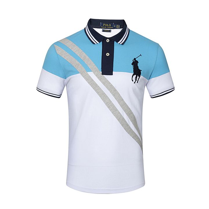 Ralph Laurens Printed POLO Shirt Fashion Color Matching Sports Short Sleeve  Casual Shirt Comfortable Business Half Sleeve 