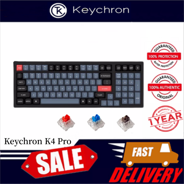 Keychron K4 Pro QMK VIA RGB Wireless Mechanical Keyboard HotSwap 100keys 96 ANSI Layout