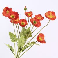 【YF】∈✠✼  Poppies Artificial Silk Fake Wedding Flowers With Leaves