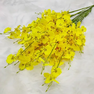 Artificial Flower Butterfly Orchid Dancing Orchid Yellow Oncidium Silk Flower Plastic Decorative Bouquet Wedding Home Decor