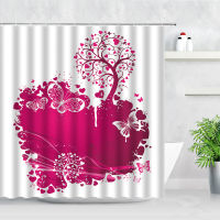 Autumn Red Maple Leaf Bicycle Shower Curtains Hand Painted Art Simple Tree Leaves Natural Scenery Bathroom Decor Hooks Curtain