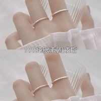 [COD] silver s999 Sansheng Sansei plain circle ring very thin female pair simple lover