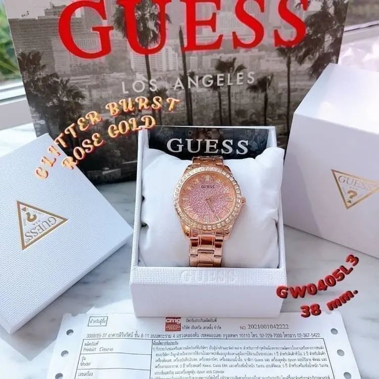 Guess Glitter Burst Rose Gold Watch GW0405L3