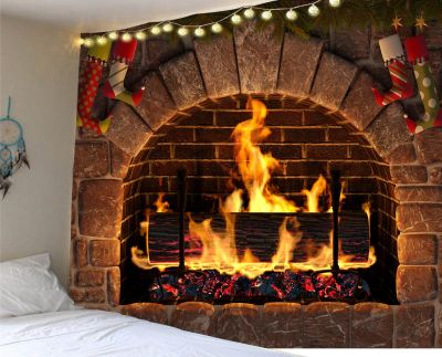 【CW】❀✗  Wall Tapestry Fireplace Hippie Anime Room Hanging Blanket