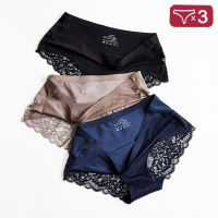 3 pcs Seamless Panties for Women Underwear Set Female Silk Briefs Sexy Lace Panty Plus Size Underpants Sensual Lingerie Woman