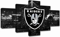 Oakland Raiders N F L โลโก้ Pasukan Hiasan Dlukisan Seni Lukisan 5ชิ้น Kanvas Gambar Karya Seni Bilik