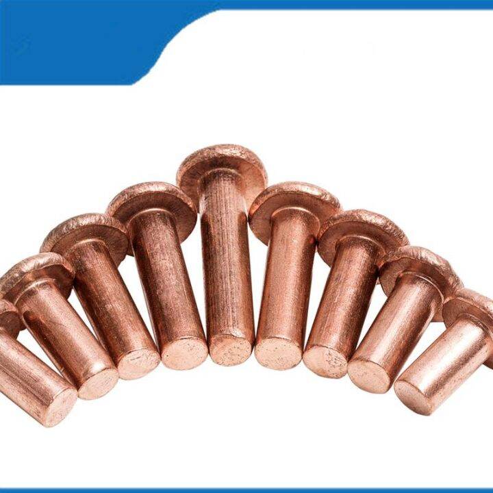 gb109-high-quality-m2-5-m3-100pcs-copper-solid-rivets-flat-head-copper-rivets-solid-copper-rivet-knock-flat-head-rivet