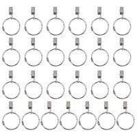 25 Pack Curtain Ring wiht Clips, Metal Decorative Drapery Window Curtain Ring Hooks with Strong Clip Rustproof, Easy Open and Close, 1.5 Inch Interior Diameter, Silver