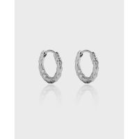 [COD] 133 Korean version of ins niche design sense minimalist all-match geometric circular texture silver earrings for women