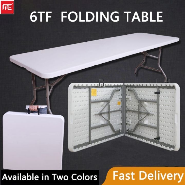 Heavy Duty Folding Table 6 FT/Foldinhalf Table Black/White Steel