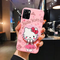 เคสโทรศัพท์การ์ตูน Hello Kitty,สำหรับ VIVO Y15s VIVO Y15A Y01 Y21 Y21S Y21T Y33S Y33T Y91C Y1S Y76 Y22 Y22S เคสโทรศัพท์พร้อมแมวคิตตี้กระจกแต่งหน้าสุดหรูพร้อมขาตั้งเคส VIVOY15s VIVOY15A