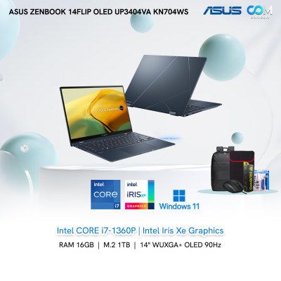 NOTEBOOK (โน้ตบุ๊ค) ASUS ZENBOOK 14 FLIP OLED UP3404VA-KN704WS (PONDER BLUE) BY COMCOM