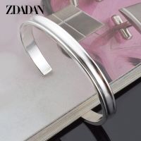 ZDADAN 925 Sterling Silver New Fashion Smooth Cuff Bangles amp;Bracelet For Women Party Jewelry Gifts