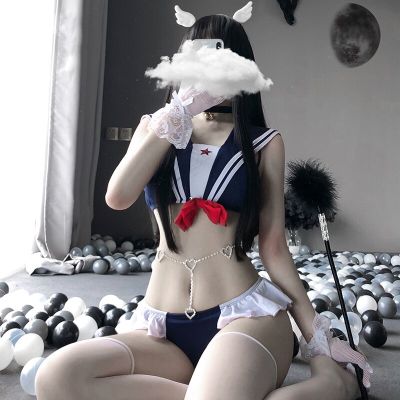 Lolita Japanese Hot Sexy Lingerie Erotic See Through Cosplay Costumes Kawaii Lace Underwear Set Women Sailor School Girl Outfits