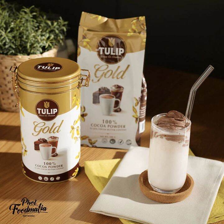 พร้อมส่ง-tulip-gold-cocoa-powder-400-g-ผงโก้โก้ทิวลิปโกลด์-100-สินค้านำเข้าจากประเทศฝรั่งเศส-ผงโกโก้ตรา-tulip-gold-กระป๋อง-400-g