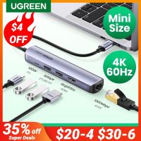 UGREEN ฮับ USB C 4K 60Hz USB ชนิด C 3.1ไปยัง HDMI RJ45 PD 100W USB 3. 0อะแดปเตอร์ OTG USB C ท่าเรือสำหรับ Macbook Air Pro PC จุดรวมยูเอสบีขนาดเล็ก J20 USB ฮับ