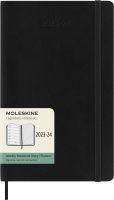 Moleskine 2023- 2024 18เดือนคลาสสิกสมุดการวางแผนรายสัปดาห์เคสนิ่มสีดำขนาดใหญ่ (13X21ซม.)