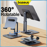 Baseus Desktop Phone Stand ขาตั้งหน้าจอโทรศัพท์มือถือที่วางแท็บเล็ตโลหะแบบพับได้แท็บเล็ตรองรับ360 ° หมุนได้สำหรับ IP 14 13 Pad Pro Air