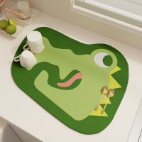 【small stationery】   เสื่ออบแห้งจานในครัว CuteCountertop Diatom Mud Absorbent Mat Anti Scalding Insulation Dinnerware Table Mat Placemat