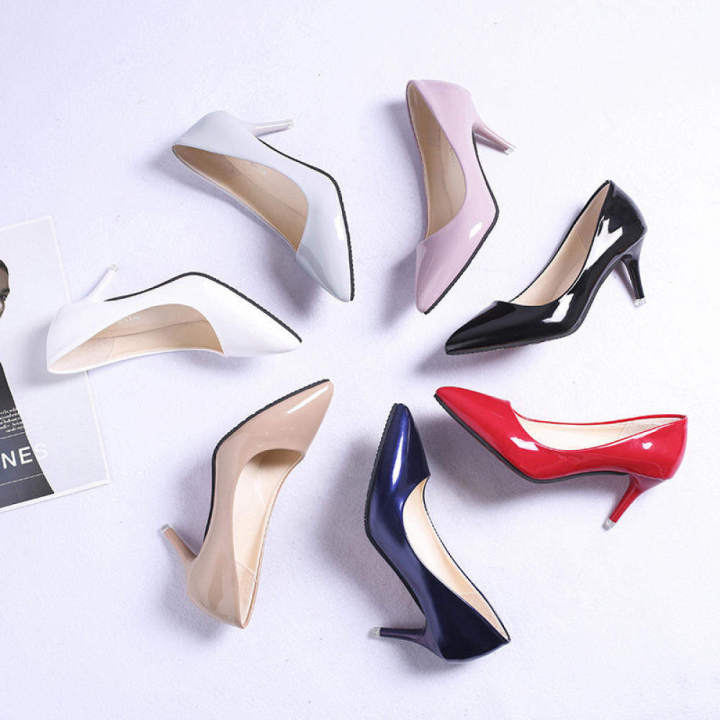 kkj-mall-รองเท้าส้นสูง-รองเท้าทำงานแฟชั่นรองเท้าส้นสูงสไตล์เกาหลีรองเท้าหนังปากตื้นรองเท้าส้นสูงรองเท้าผู้หญิง