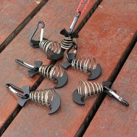 6PCS Deck Anchor Pegs Fishbone Tent Stakes With Spring Buckle Tent Nail Rope Buckle Board Pegs Outdoor Tent Accessories