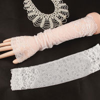 ฤดูร้อนครีมกันแดดแขนยาวแขน fingerless ถุงมือลูกไม้ผู้หญิงถุงมือขับรถแขนยืดหยุ่นปกเลดี้แขนปลอมสำหรับกลางแจ้ง