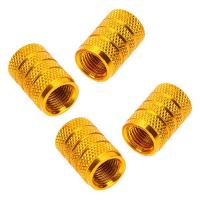 4X Alloy Tire Valve Cap, Bicycle, Motorcycles and Car with Schrader Valve, Gold