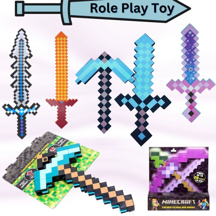 Diamond, diamond Sword, foam Weapon, pickaxe, Shovel, axe, foam, video  games, Minecraft, Sword