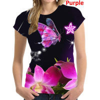 2023 newWomen T Shirt fashion creative 3d digital printed Butterfly t shirt women casual t shirt