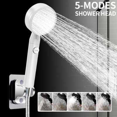 5 Modes Adjustable High Pressure Water Saving Shower Head  One-key Stop Water Universal Interface Explosion-proof and Fall-Proof Showerheads