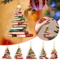 Free Shipping Christmas Decorations 2024 Book Lovers Shaped Acrylic Hanging Ornament Christmas Tree Hanging Ornament Pendant Christmas Ornaments