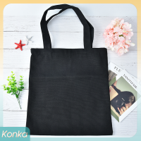 ✨ Konka แบบพกพาสไตล์ง่ายสีขาว/สีดำช้อปปิ้งผ้าฝ้ายถุงผ้าใบ Tote Bag สำหรับผู้หญิง