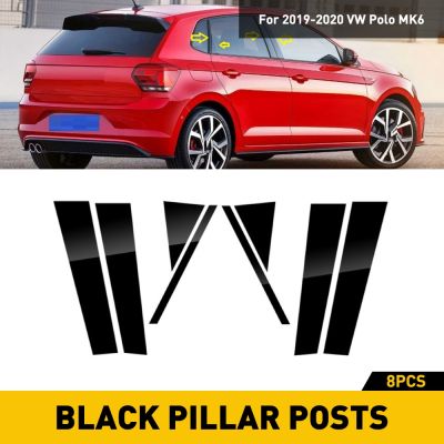 【YF】 8Pc Car Door Window Pillar Posts Trim for Polo MK6 2019-2020 B-pillar Cover Frame Decoration