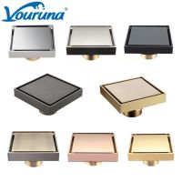 4 x4 Square Copper Floor Drain Removable Tile Insert Shower Grate 10CM for Bathroom Kitchen Rose Goden/Black/Gunmetal/Bronze