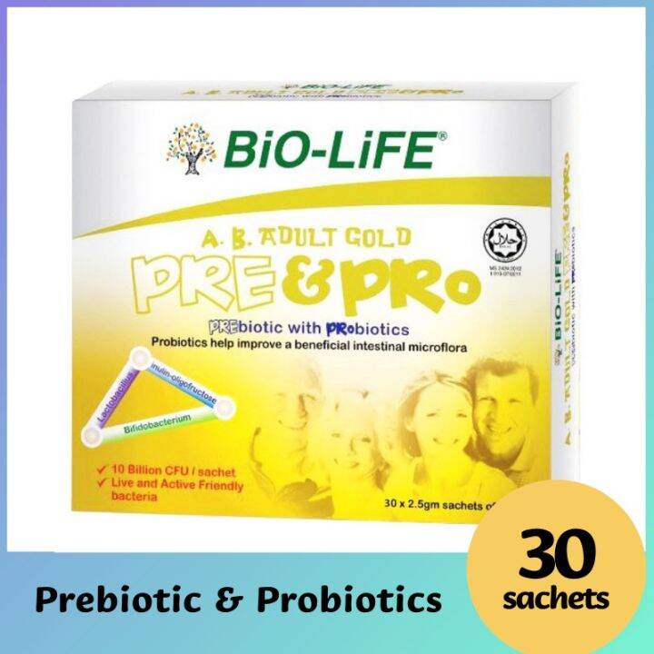 Bio Life A B Adult Gold Preandpro Prebiotics And Probiotics 30 Sachet Lazada