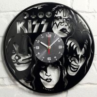 นาฬิกาอัดเสียงวงดนตรีร็อค KISS วัสดุแผ่นเสียงคลาสสิกนาฬิกาแขวนผนังซีดีของขวัญสำหรับแฟนๆจุ๊บนาฬิกาแขวนผนังที่สร้างสรรค์ J31