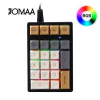 JOMAA คีย์บอร์ดแบบมีสายคีย์บอร์ดแบบกลไก RGB แบบมีสายบางพิเศษ21คีย์กุญแจหมวกสีฟ้าสวิตช์ Keyboard Numerik กลไกสำหรับสำนักงานการเงิน