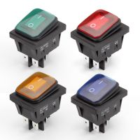 1PC KCD2 Heavy Duty 30A 250VAC Rocker Switch Waterproof 30X22 4Pin ON-OFF DPST T125 With 220V LED Light Electrical Circuitry  Parts