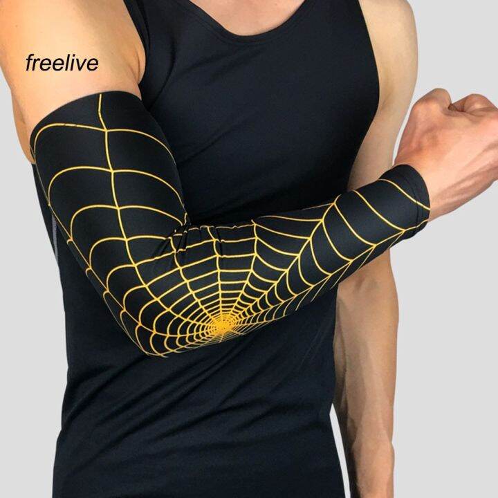 flespider-web-pattern-arm-guard-tennis-badminton-sports-elbow-arm-sleeve-pad-ce