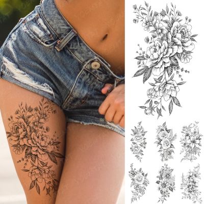 hot【DT】 Temporary Sticker Flowers Waist Flash Tatto Mehndi Totem Hand Arm Fake Tatoo Men